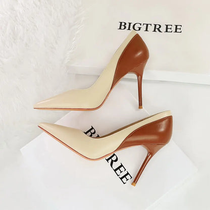 Escarpins femme bout pointu cuir vegan talon haut