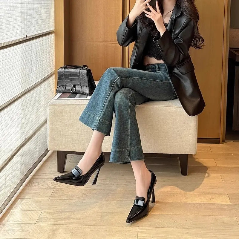 scarpins cuir vegan noir SecretBombe, talon effilé élégant et confortable