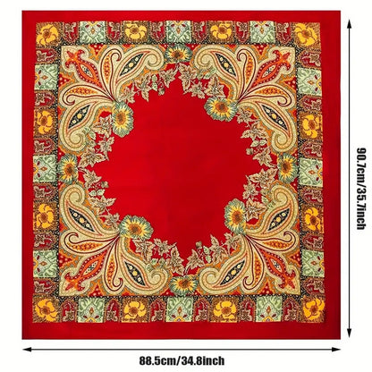 Foulard SecretBombe rouge imprimé floral porté en cheveux style chic et élégant