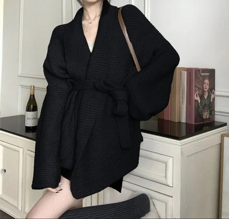 Gilet en tricot noir pour femme SecretBombe, coupe loose et manches longues