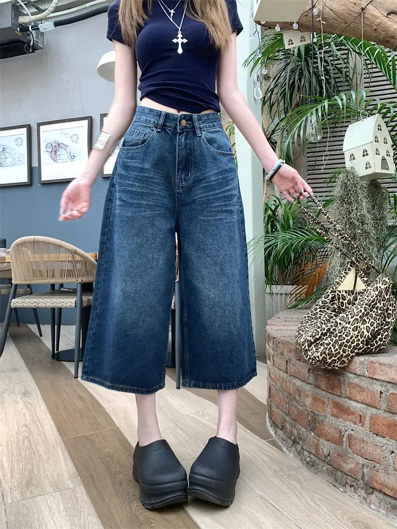 Bermuda mi-mollet denim SecretBombe coupe ample tendance