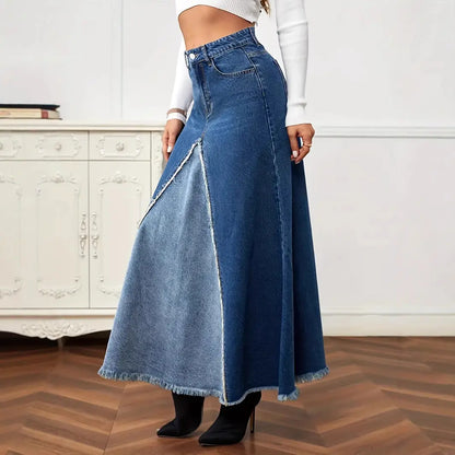 Jupe longue en jean stretch confortable et élégante – SecretBombe