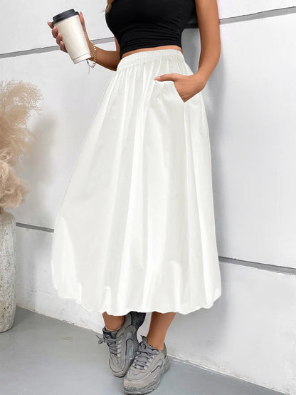 Jupe longue ballon blanche SecretBombe avec taille haute et poches