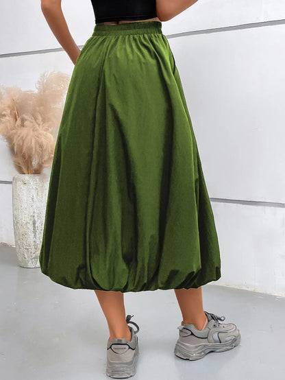 Jupe longue ballon vert kaki SecretBombe avec coupe ample