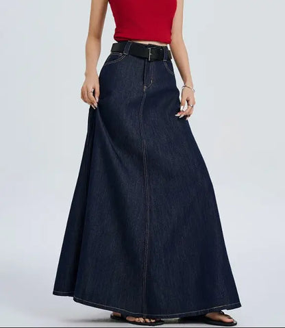 SecretBombe jupe maxi bleu denim pour un look chic et moderne