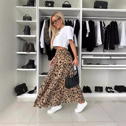 Jupe léopard fluide portée look chic décontracté – SecretBombe