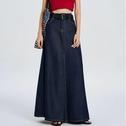 SecretBombe jupe longue femme en jean bleu style tendance