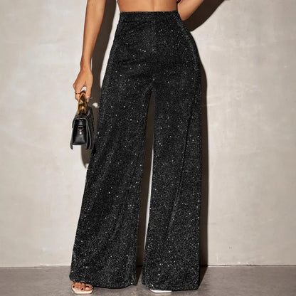 pantalon large à sequins noir femme SecretBombe
