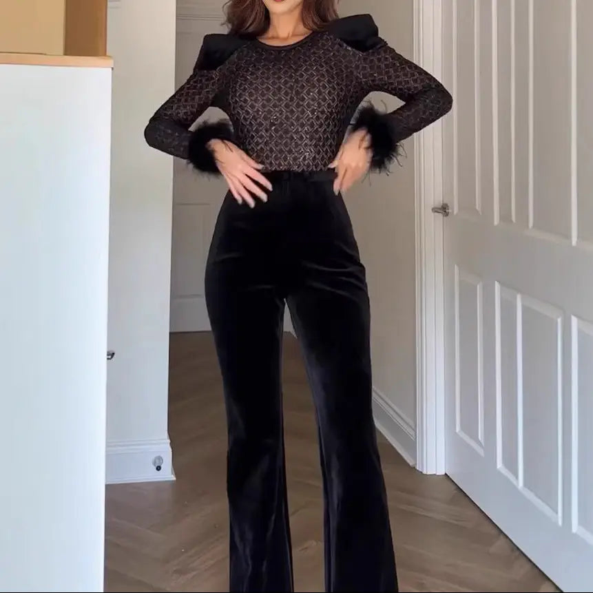 Combinaison chic femme soirée manches longues SecretBombe