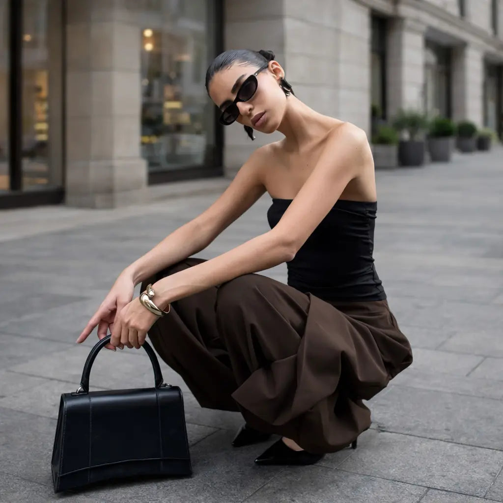 look street chic femme pantalon chocolat SecretBombe