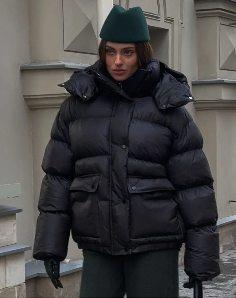 Doudoune noire oversize style européen