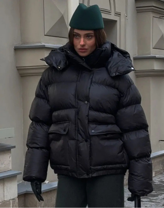 Doudoune noire oversize style européen
