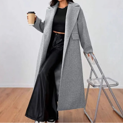 Manteau long femme imitation laine gris SecretBombe style urbain chic