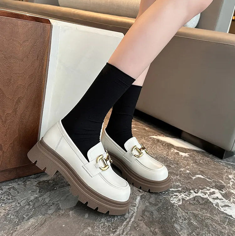 : Mocassins femme avec boucle dorée et semelle épaisse SecretBombe