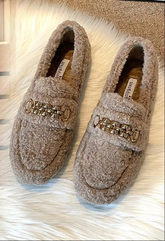 Mocassins cosy femme fourrés avec semelle confortable SecretBombe