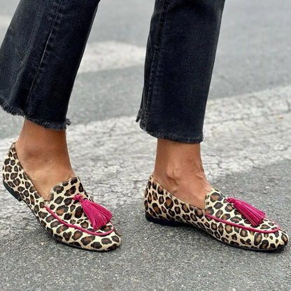 Mocassins léopard femme SecretBombe avec pompons style casual chic