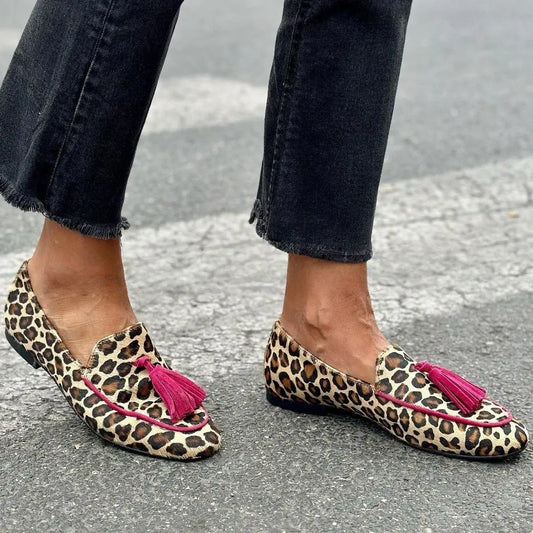 Mocassins léopard femme SecretBombe avec pompons style casual chic