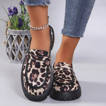 Mocassins plateforme femme SecretBombe motif léopard marron look moderne