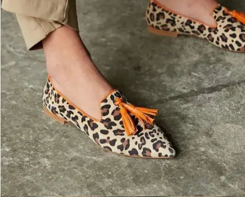 Mocassins femme imprimé léopard avec pompons SecretBombe