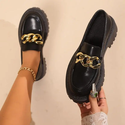 Chaussures mocassins noirs femme SecretBombe semelle épaisse tendance
