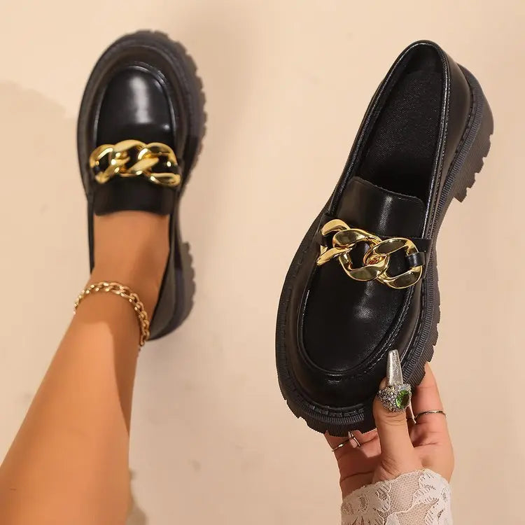 Mocassins plateforme noirs femme SecretBombe chaussures tendance