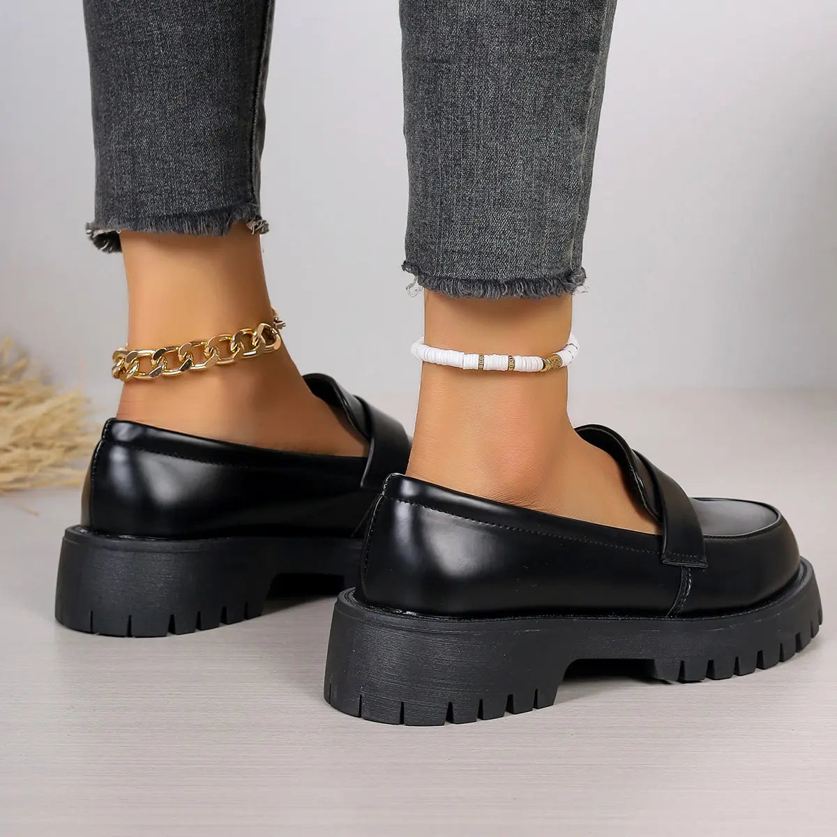 Chaussures mocassins noirs femme SecretBombe semelle épaisse
