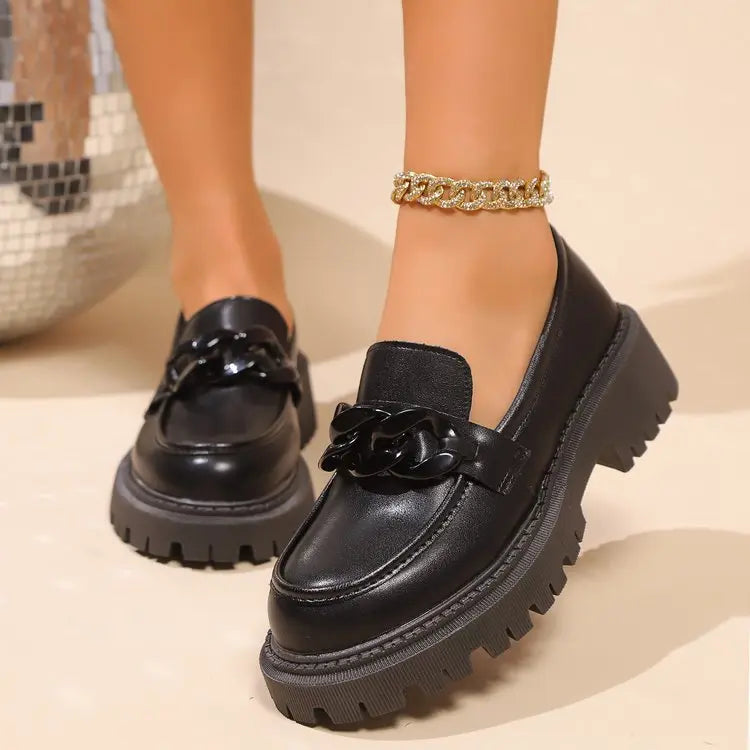 Mocassins noirs femme SecretBombe style british avec semelle crantée