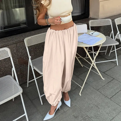 Pantalon fluide taille élastique rose SecretBombe confortable et chic