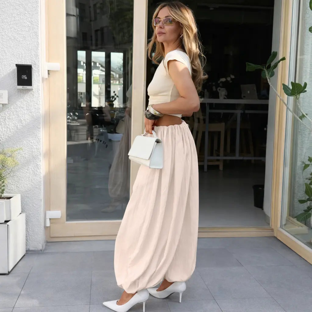 Pantalon bouffant femme SecretBombe avec effet drapé moderne