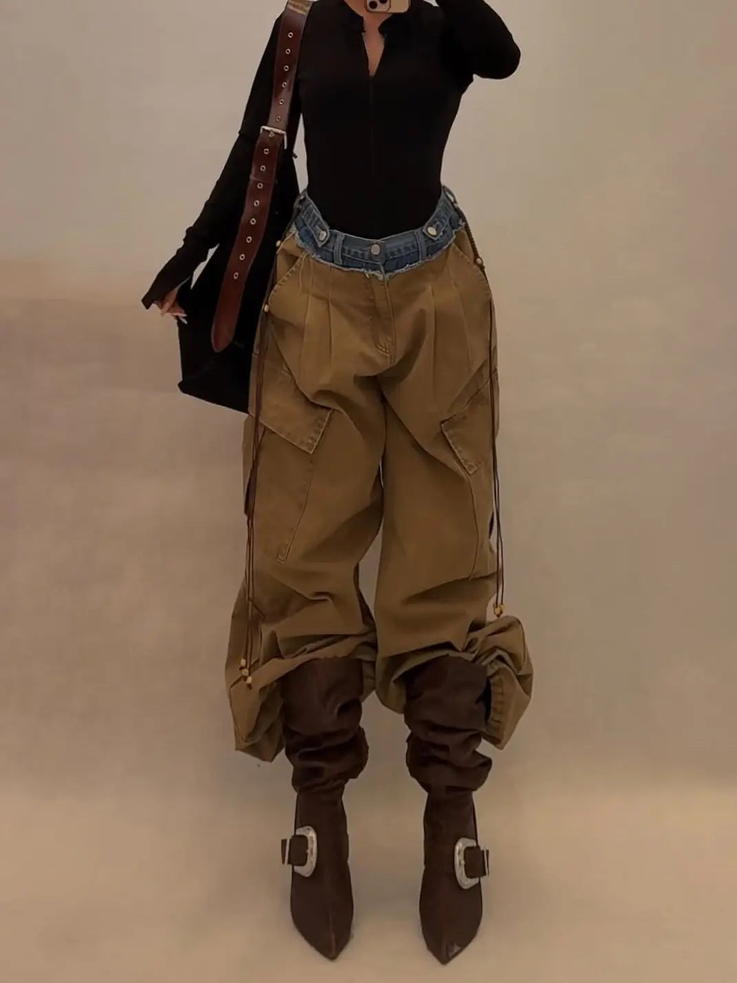Pantalon cargo patchwork femme SecretBombe style urbain casual