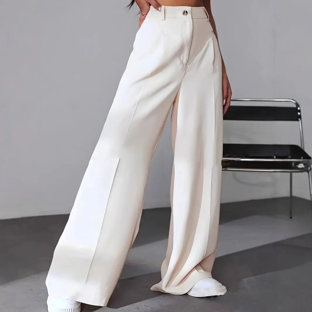 Pantalon droit taille haute blanc femme SecretBombe à coupe élégante et structurée