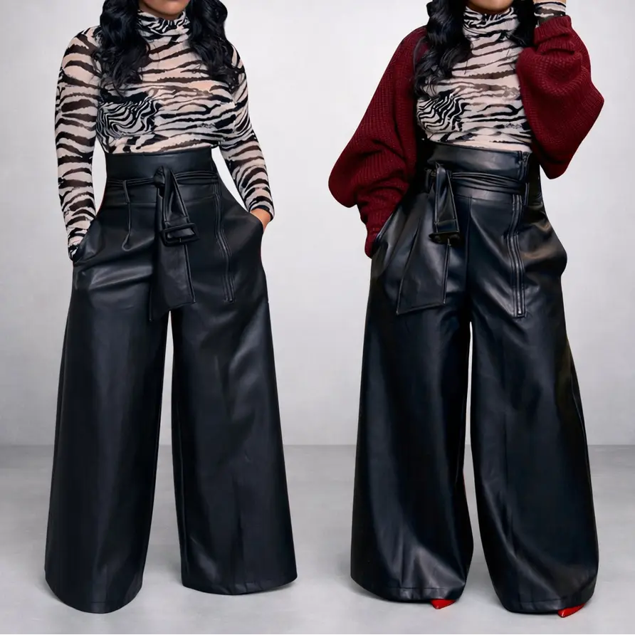 Pantalon en PU femme SecretBombe coupe droite structurée