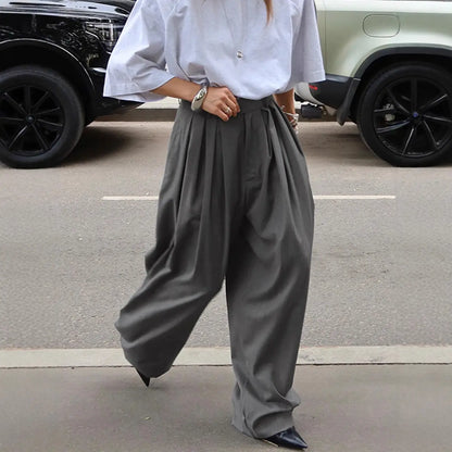 pantalon chic gris femme coupe ample fluide style professionnel SecretBombe