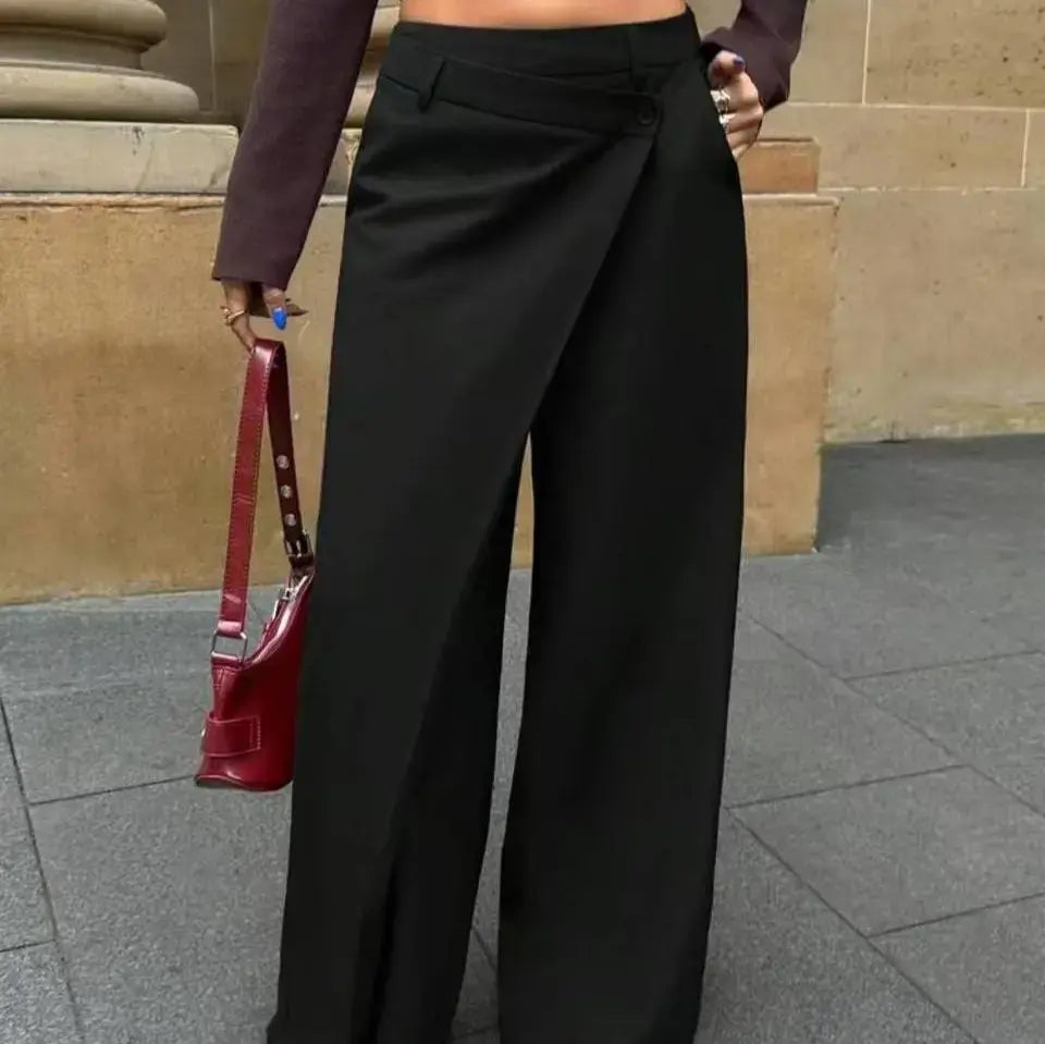 pantalon large asymétrique noir femme SecretBombe