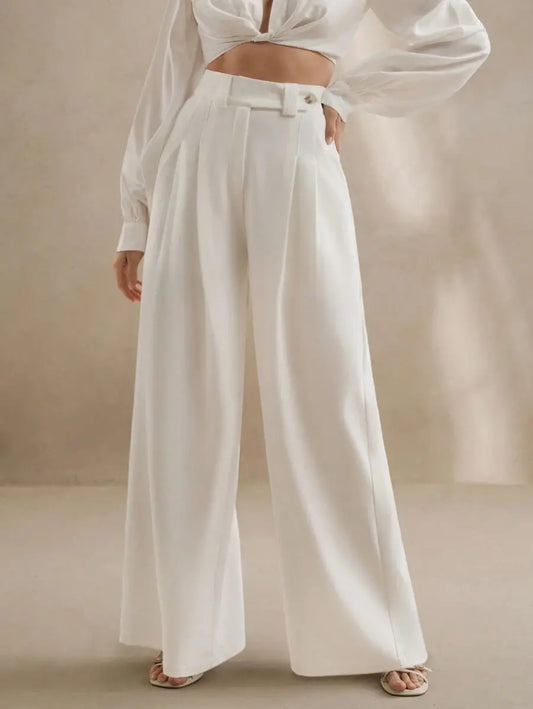 pantalon large beige élégant femme SecretBombe