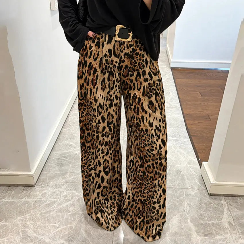 Pantalon imprimé léopard SecretBombe coupe large fluide et tendance