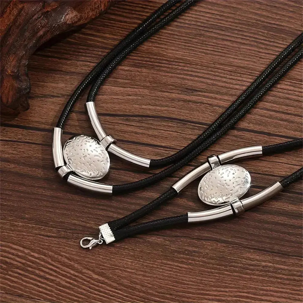 SecretBombe collier et bracelet femme pendentif ovale moderne look chic minimaliste