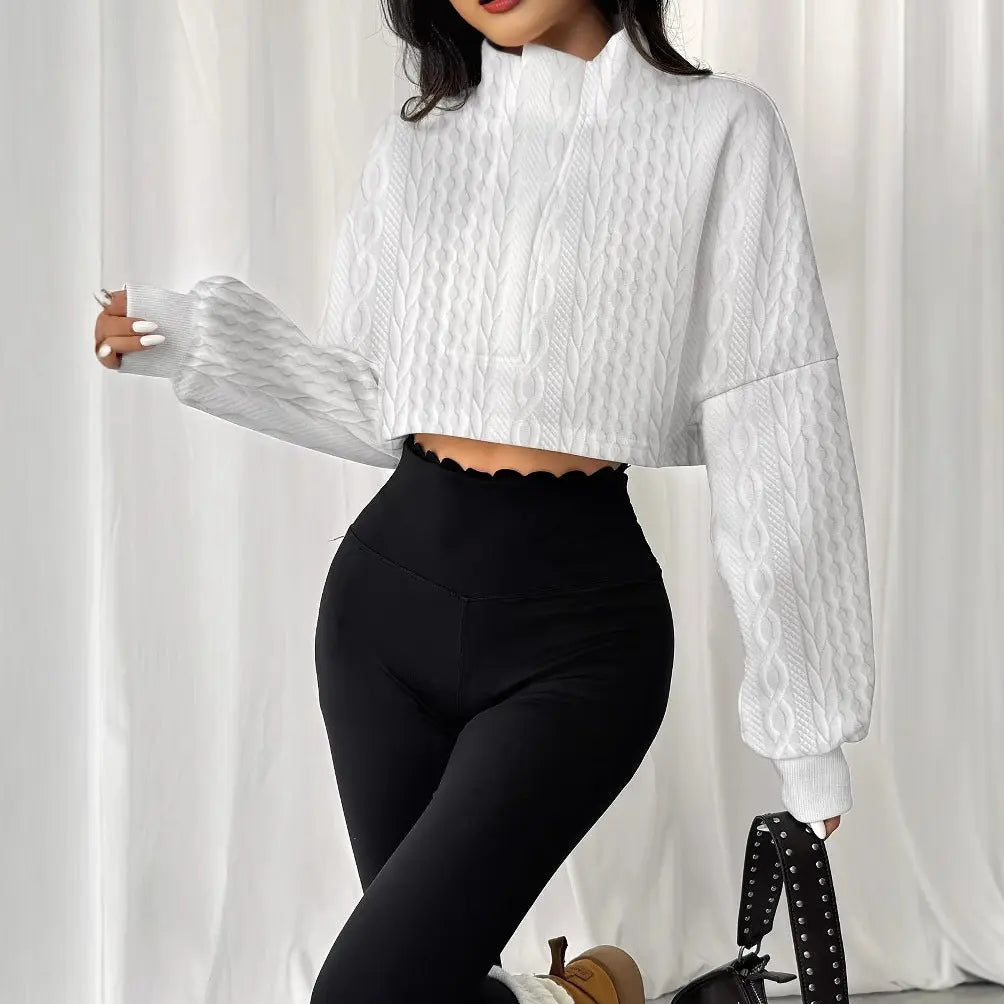 Pull court blanc maille torsadée chic femme SecretBombe