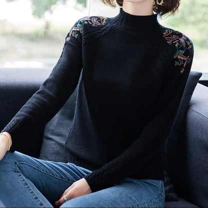 Détail broderie colorée épaules pull SecretBombe