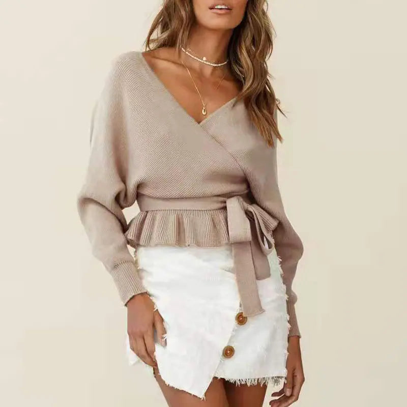 Pull cache-cœur manches longues élégant femme SecretBombe