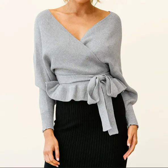 Pull cache-cœur femme look casual chic européen SecretBombe