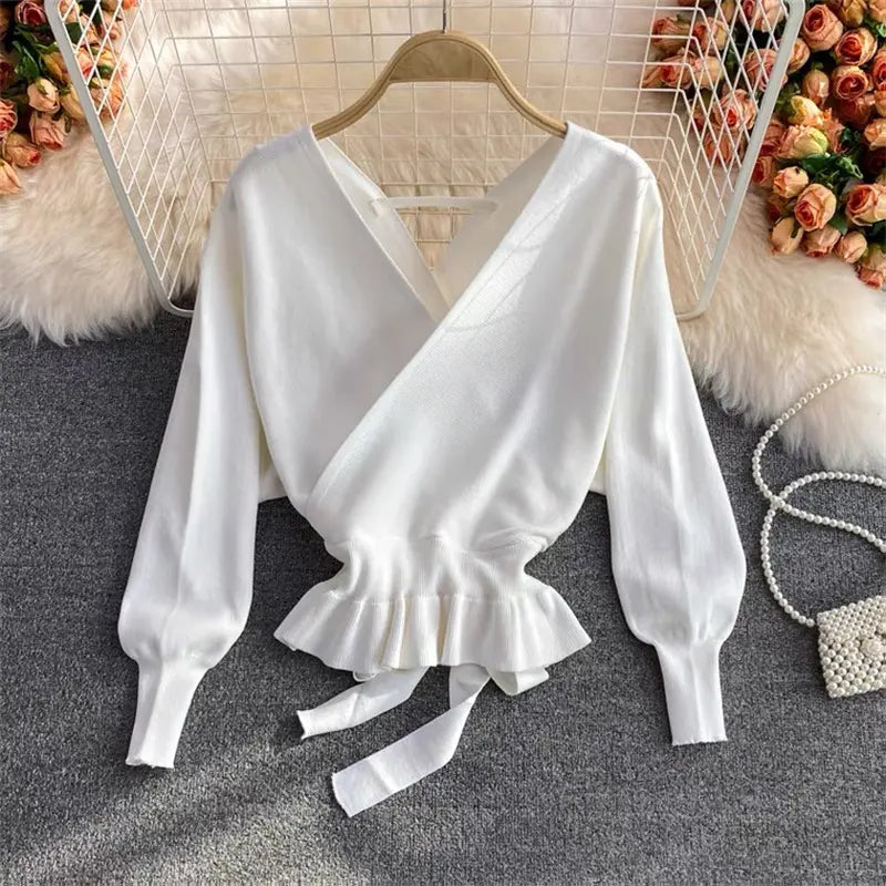 Pull cache-cœur femme look casual chic européen SecretBombe
