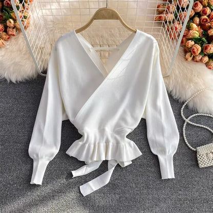 Pull cache-cœur femme look casual chic européen SecretBombe