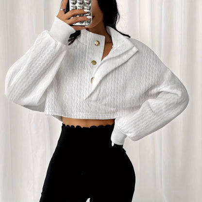 Pull crop blanc look urbain moderne SecretBombe