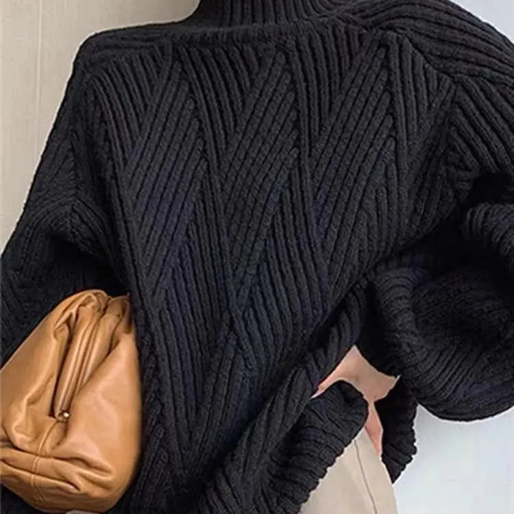 Pull femme coupe loose col haut tendance SecretBombe