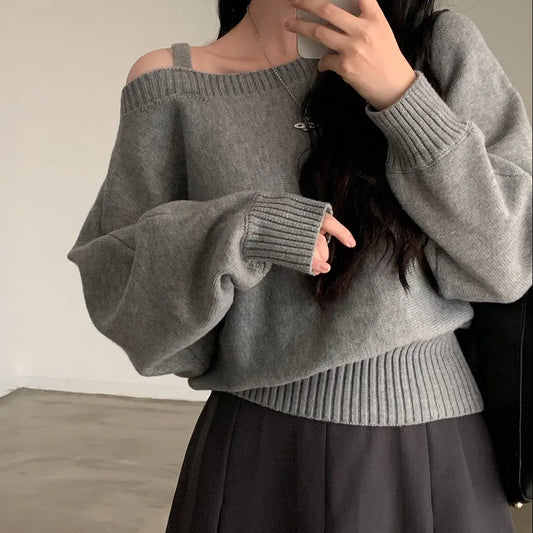 Pull femme épaule dénudée en maille casual chic SecretBombe