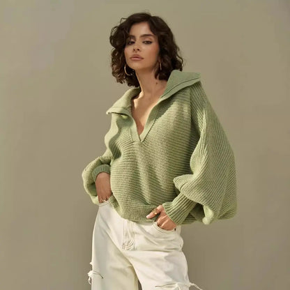 Pull oversize vert femme style casual chic SecretBombe