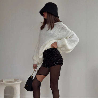 Pull oversize femme col tombant épaules dénudées tendance SecretBombe