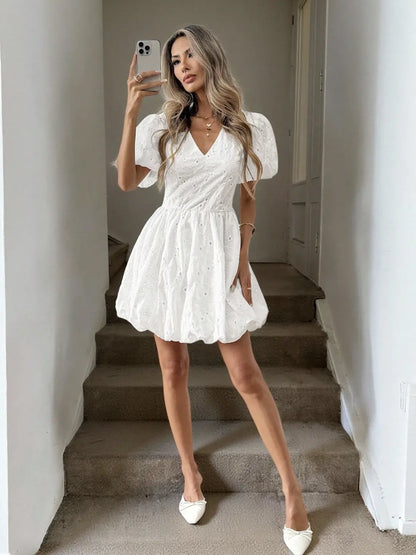 SecretBombe robe courte blanche élégante pour femme style été