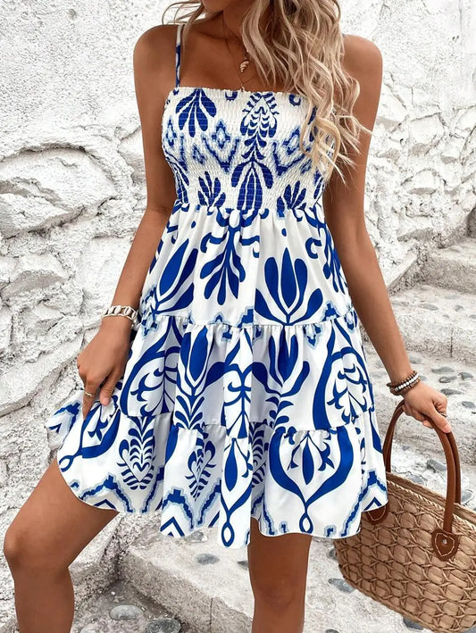 Robe évasée à volants femme SecretBombe taille haute encolure carrée élégante